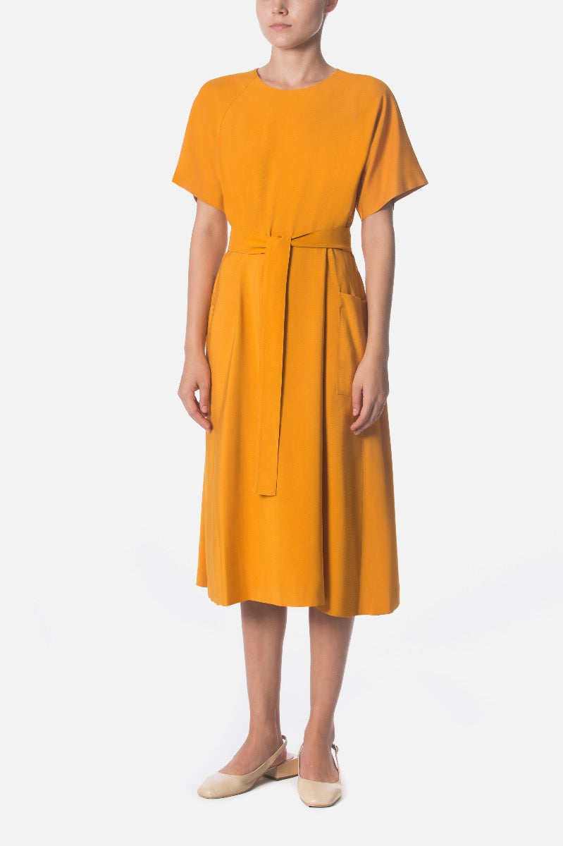 BELTED RAGLAN DRESS