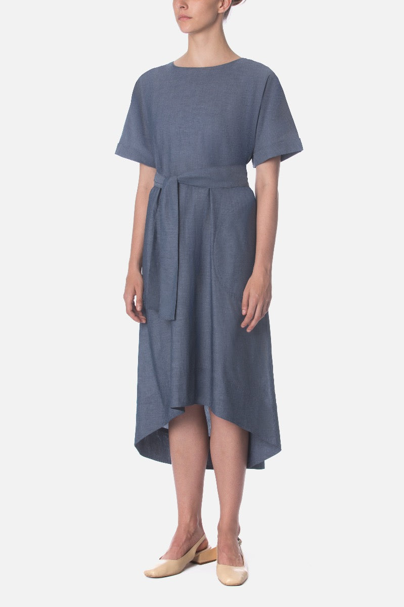 BELTED TRAPEZE DRESS