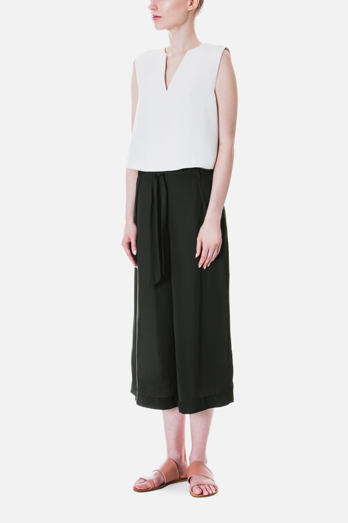 Belted Satin Culottes